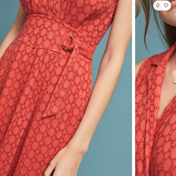 Anthropologie Elm Collared Cotton Eyelet Dress - Picture 2 of 10